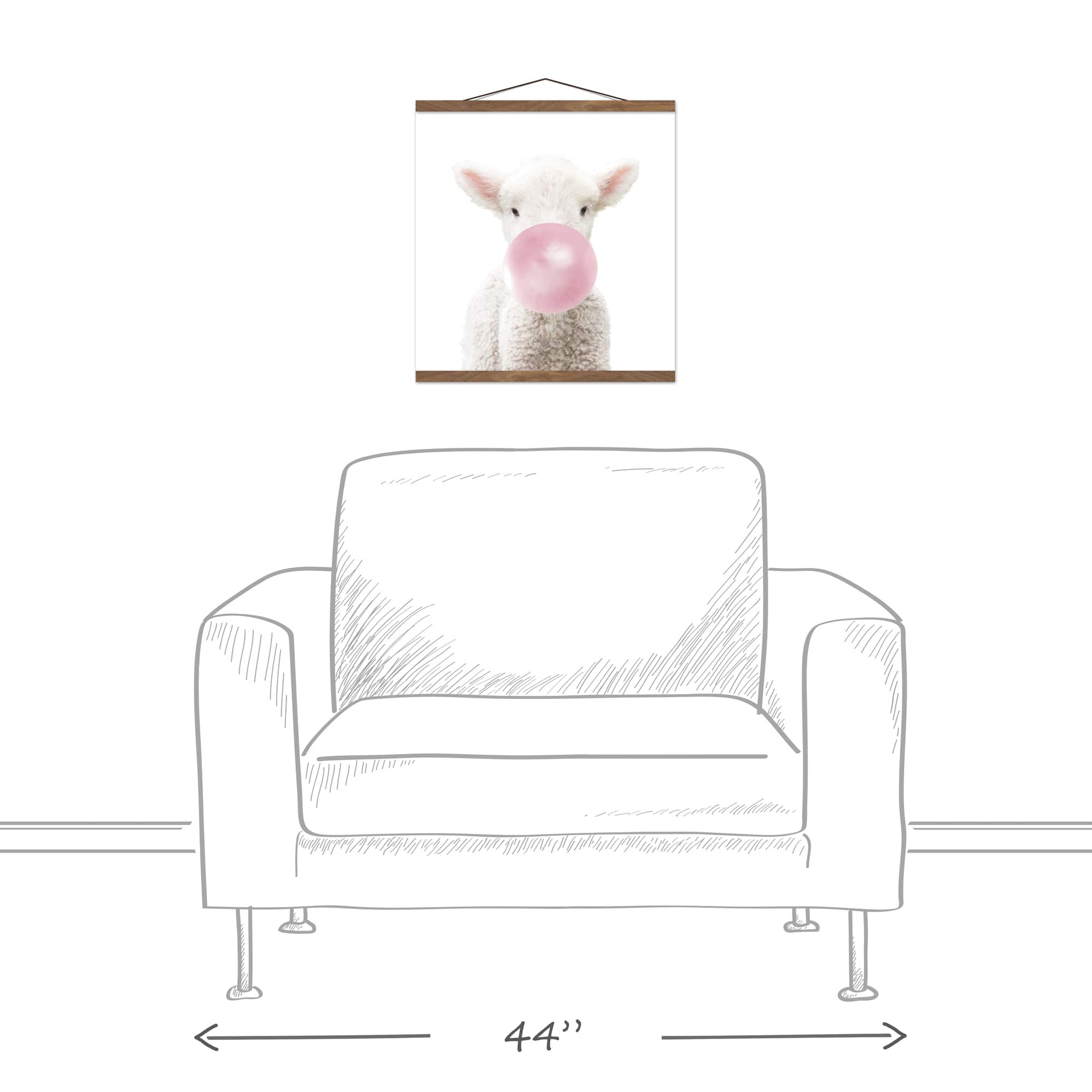 Baby Lamb 16" x 16" Teak Hanging Canvas